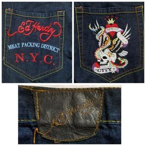 size 40 ed hardy embelished pants. elephant trunk.